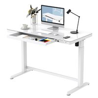 AJUNION Dessus de table en verre trempé Bureau électrique à double moteur Bureau ergonomique à hauteur réglable avec ports de charge USB