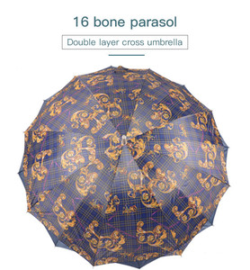 QX Cheap Strong <b>Windproof</b> Fiberglass Straight <b>Umbrella</b> Auto Open Double Layer J Handle Rain <b>Umbrella</b> - Product Image 1