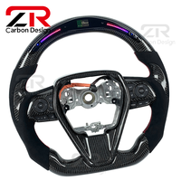Volant sport en cuir suédé personnalisé avec fibres de carbone sergéées et LED pour Toyota Camry SE TRD RAV4 Corolla LE XEI Avalon