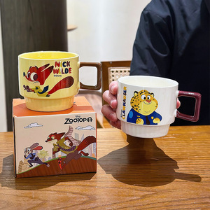Taza de Cerámica Disney Zootopia, Diseño de Dibujos Animados con Asa, Rosa y Amarillo, para Café, Desayuno, Regalo, Primavera 2025 - Product Image 5