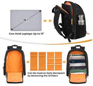 Sac à dos pour appareil photo, imperméable, grande capacité, avec compartiment pour ordinateur portable 15 pouces, échantillon gratuit - Product Image 3
