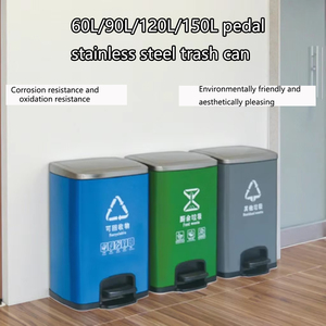 Poubelle à pédale en acier inoxydable <span class=keywords><strong>60L</strong></span>/90L/120L/150L avec design durable et écologique - Product Image 2