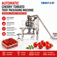 Automatische machine voor het verpakken van kersentomaten, fruit en groenten, inclusief wegen, vullen en verpakken.