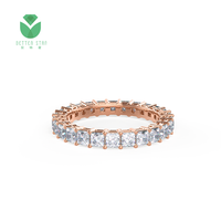Bague personnalisée en or blanc, Rose, jaune, diamant de laboratoire en forme de princesse pavée, éternité, HPHT Lab créé, bagues en diamant complet, alliance