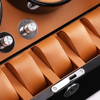 Remontoir de montre automatique de luxe MINEESI fait main, 4+6 emplacements, en bois laqué brillant marron avec protection en cuir microfibre