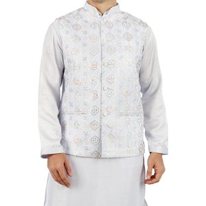 Triloki Wrinkle-Free 3-Piece <b>Set</b> <b>Men's</b> Cotton Ethnic Indian Pakistani Traditional Wear Diwali Puja Outfit Kurta <b>Pajama</b> Waistcoat - Product Image 3