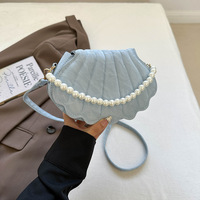 Nouveauté 2026 : Sac à main en PU pour femme, design de niche, tendance printemps, perles minimalistes, forme coquillage, sac bandoulière décontracté