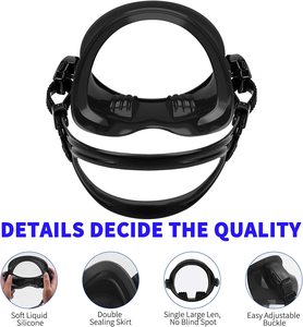 Mascarilla de <span class=keywords><strong>buceo</strong></span> ovalada redonda de color negro, máscara de <span class=keywords><strong>buceo</strong></span> antiniebla con lente de vidrio templado, divertida, cara completa - Product Image 4