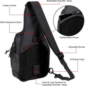 Mochila táctica Oxford impermeable con cremallera, bandolera Molle, mochila de pecho para uso diario al aire libre - Product Image 3