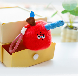 Cute Cartoon Apple Worm Plush Keychain Soft Plushies <strong>Headphone</strong> Bag Pendant Backpack Charm Creative Gift for Kids Wholesale - Product Image 4