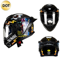Casques de Moto Modulaires Double Visière Flip-up Full Face Approuvé DOT Moto Moteur Street Bike Racing Casque