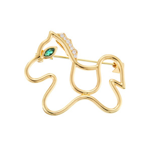 Golden Horse Brooch Copper Alloy Micro Inlaid Zircon Openwork Pin Women's Fashion Accessory Gift Jewelry - Product Image 5