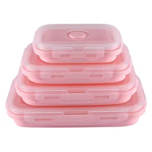 硅胶保鲜饭盒可伸缩硅胶折叠便携旅行硅胶饭盒4件套