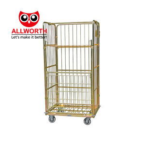 थोक गोदाम भारी शुल्क 500 किलोग्राम लॉजिस्टिक पूरी तरह से बंद स्टील लॉन्ड्री ट्रॉली गाड़ी - Product Image 6