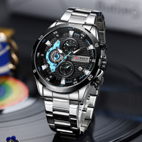 Montre de luxe créative pour homme 8402, bracelet en acier inoxydable, cadran sport moto, montre-bracelet à quartz à six aiguilles