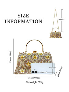 กระเป๋าถือสะพายข้างผู้หญิงแบบใหม่ ดีไซน์หรูหรา ขนาดใหญ่ จุของได้เยอะ เหมาะสำหรับงานเลี้ยงอาหารค่ำ งานร้องคาราโอเกะ พร้อมสายโซ่ ปิดแบบเปิดได้ รุ่น Tanjing - Product Image 5