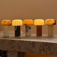 Lampe de table en marbre d'albâtre en forme de champignon, style Wabi Sabi nordique, lampe de chevet LED à intensité variable pour chambre à coucher, hôtel, villa, décoration intérieure