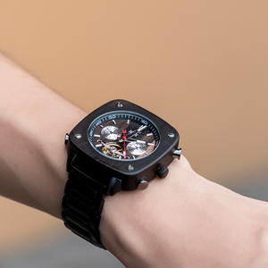 Bobobird New Arrival OEM tự động OEM xem Múi giờ Kép chức năng thiết kế bằng gỗ Đồng hồ cơ khí với logo tùy chỉnh - Product Image 5