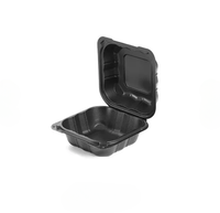 Boîtes alimentaires rectangulaires noires jetables à trois compartiments en amidon de maïs, compatibles micro-ondes, 8x8 pouces, GOLD-48, emballage alimentaire