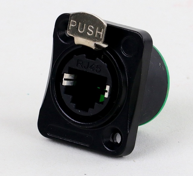IP65 Waterproof D-Type RJ45 Panel Mount Socket | Push-Lock Solder Terminal Ethernet Connector