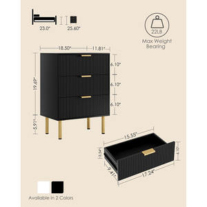 <span class=keywords><strong>Table</strong></span> <span class=keywords><strong>de</strong></span> <span class=keywords><strong>chevet</strong></span> moderne avec cadre doré et 3 tiroirs <span class=keywords><strong>de</strong></span> rangement, <span class=keywords><strong>table</strong></span> <span class=keywords><strong>de</strong></span> <span class=keywords><strong>chevet</strong></span> <span class=keywords><strong>haute</strong></span> pour chambre à coucher - Product Image 3