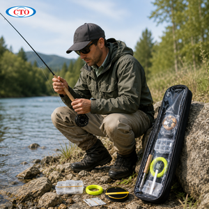 <span class=keywords><strong>Canne</strong></span> à pêche en verre durable CTO OEM 2,4 m Combo XT5415 avec moulinet, poignée EVA et pack d'accessoires de pêche à la <span class=keywords><strong>mouche</strong></span> <span class=keywords><strong>pour</strong></span> débutant - Product Image 3