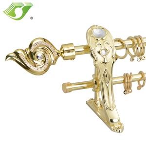 <span class=keywords><strong>Tringle</strong></span> à rideaux double dorée de style européen, design élégant, avec accessoires et supports doubles, pour <span class=keywords><strong>tringle</strong></span> en <span class=keywords><strong>bois</strong></span> - Product Image 1