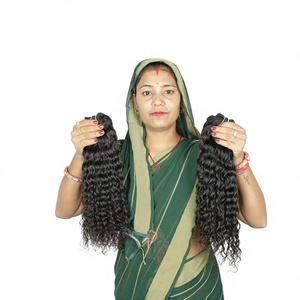 Extensiones de Cabello Humano Remy Indio Natural Rizado al por Mayor, Paquetes de Cabello Virgen con Cutícula Alineada, Estilos Afro Rizado Ondulado Fusion Temple - Product Image 1