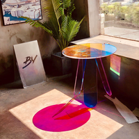 Table basse moderne en acrylique arc-en-ciel, extensible, convertible, gain de place, multifonctionnelle, pour la décoration de la maison, salon coloré et intelligent