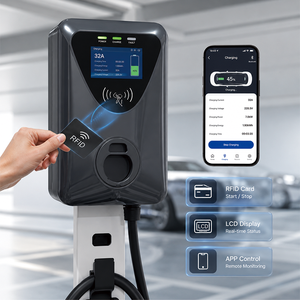 สถานีชาร์จรถยนต์ไฟฟ้าแบบตั้งพื้น พร้อมจอ LCD ระบบ RFID สำหรับบ้าน ที่จอดรถเชิงพาณิชย์ และอุปกรณ์ชาร์จรถยนต์ไฟฟ้า - Product Image 4