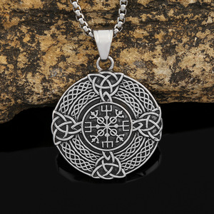 yunnique Viking Celtic Knot Stainless Steel Pendant Necklace For Men Retro Fashion Jewelry <b>Cross</b> Design Gift - Product Image 1