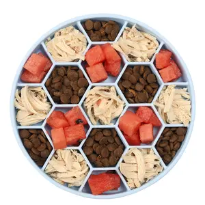 cabinet dog Suppliers-2022 Hot Sale Pet Honeycomb Style Dog Anti Choking Non Slip Dog Bowl Silicone Slow Food Bowl