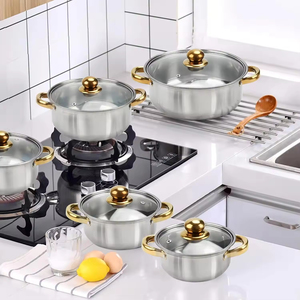 Batterie de cuisine à induction moderne en acier inoxydable chinois, 12 pièces, pour une cuisine durable à la maison, avec poêle unique en granit anodisé dur - Product Image 6