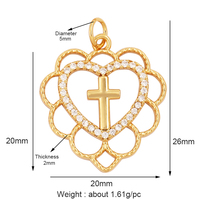 Nouveau pendentif à breloque de style religieux, croix plaqué or 18 carats incrusté de zircone cubique, bijoux collier bracelet accessoires fournitures L05