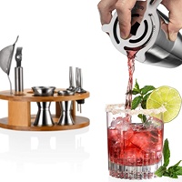 Ensemble de shaker à cocktails moderne personnalisé en acier inoxydable de 16 pièces, 750 ml, shaker de bar, doseur, cuillère, kit de barman, fouet en bambou