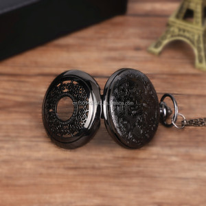 Nuova collana Vintage con stella decorata orologio al quarzo Casual antico stile europeo-americano vuoto nero orologio da tasca - Product Image 4