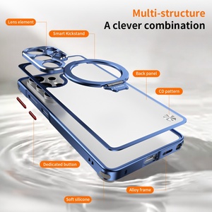 เคสหลังแบบด้านกึ่งโปร่งแสงสำหรับ Samsung S26 S25 Ultra พร้อมขาตั้งแม่เหล็ก กรอบอะลูมิเนียมอัลลอยด์ ป้องกันการกระแทก - Product Image 4