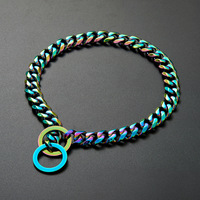 Collier ras du cou pour chien en acier inoxydable doré/argenté de 15 mm, style hip-hop, maillons cubains, pour grands et moyens chiens, Pitbull, Bulldog, entraînement