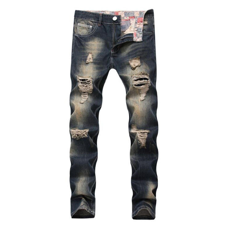 Retro Jeans with a Hip Hop Patch Loose Destroyed Style