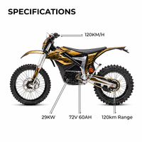 Motocross Eléctrica de Alta Potencia 29KW 72V60Ah 120km/h Velocidad Máxima 120km Autonomía Con Marcha Atrás Motocicleta Todoterreno para Adultos Similar a Surron
