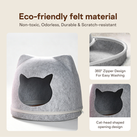 Casa para Gatos de Fieltro Hecha a Mano, con Cierre, de Dos Piezas, Multicolor Opcional, Apilable, Cama para Gatos de Interior
