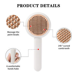 مشط جديد لإبرة القط من الفولاذ المقاوم للصدأ عبر الحدود مشط بلاستيكي لشعر الكلب مع فرشاة تدليك لإزالة الشعر بمفتاح واحد - Product Image 5