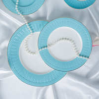 Service de table en porcelaine fine bleu or moderne de luxe P&T - Assiette de mariage personnalisable