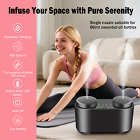 Diffuseur d'huiles essentielles électrique portable sans eau, double buse 80 ml, écologique, batterie 4000 mAh, pour maison et hôtel