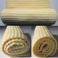 Serviettes de nettoyage 3D jaunes en PVA, sans traces d'eau, simple face, 64x43cm, pour vitres, voiture et maison, super absorption d'eau, avec seau en plastique