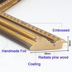 Großhandel Moderne Vintage Gebogene Kanten Bilderrahmenleiste Glänzend Schwarz Gold Perlenbesetzte Fotorahmen - Product Image 3