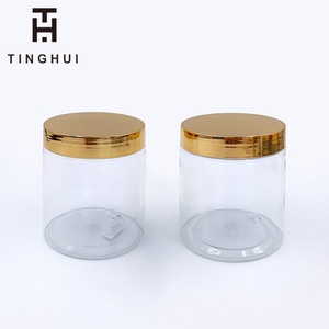 Pot en plastique transparent à large ouverture personnalisé de 4 oz et 8 oz avec couvercles à vis dorés, pot en PET pour crème cosmétique - Product Image 4