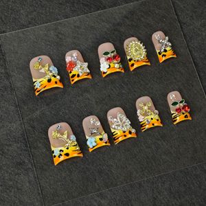 Uñas Postizas Francesas Hechas a Mano al por Mayor, de Lujo, con Pedrería 3D, Múltiples Diseños Disponibles, Uñas Postizas Reutilizables para Mujer - Product Image 4