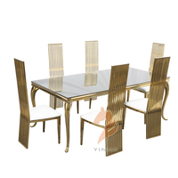 Ensemble de table et chaises en acier inoxydable couleur or pour mariage