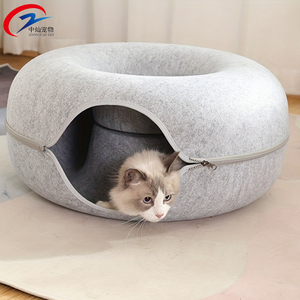Vendita calda graziosa casa-uso a forma di ciambella caverna letto gatto, a prezzi accessibili, pratico, portatile e facile da pulire - Product Image 5